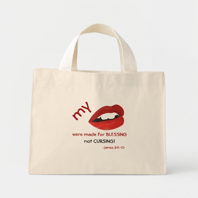 Lips made for blessing not cursing mini tote bag (Front)