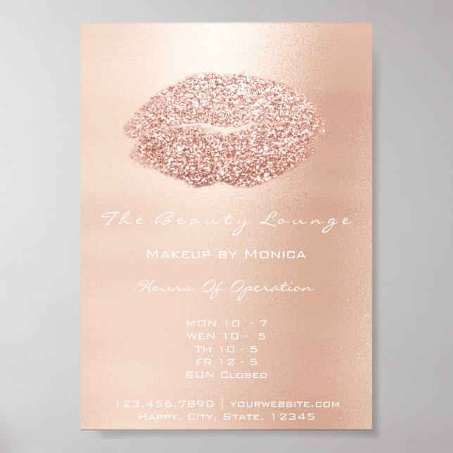 LIps Makeup Artist Glitter Beauty Pink Gold Poster (Front)