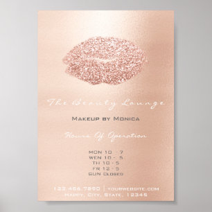 LIps Makeup Artist Glitter Rose Gold Grey Kiss Poster