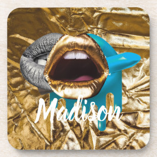 Lips Makeup Beauty Girls Gift Custom Personalised Coaster