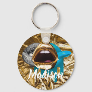 Lips Makeup Beauty Girls Gift Custom Personalised Key Ring