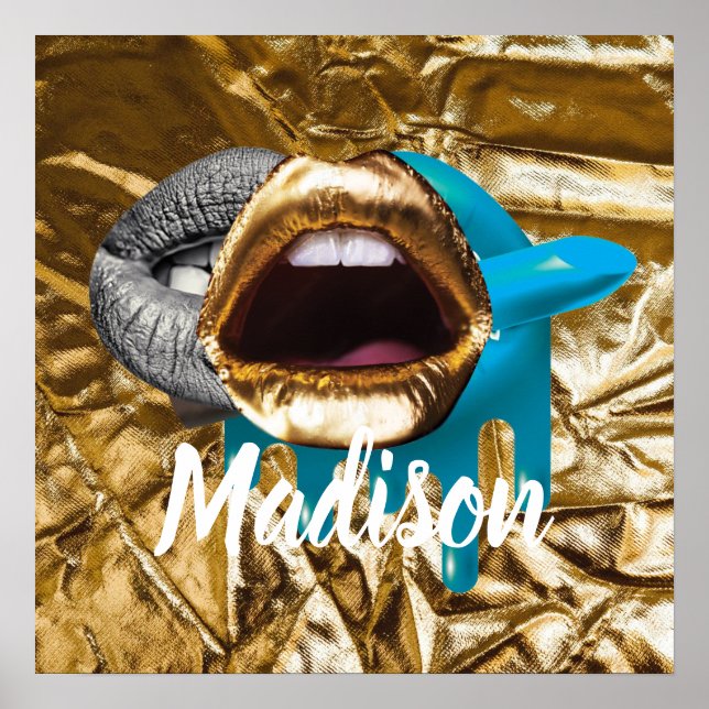 Lips Makeup Beauty Girls Gift Custom Personalised Poster (Front)