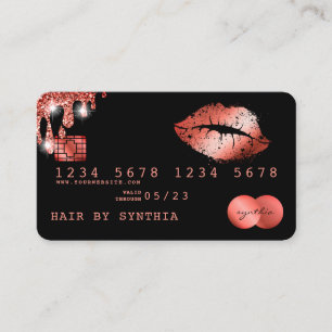 Lips makeup lipstick Credit Card Styled Rose Gold