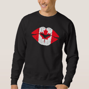 Lips & Maple Leaf Canadian Flag Happy Canada Day W Sweatshirt
