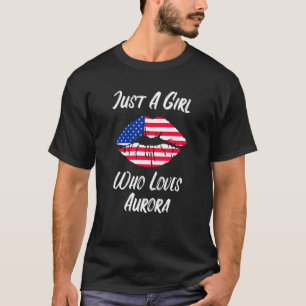 Lips Mouth Love American Flag Aurora T-Shirt