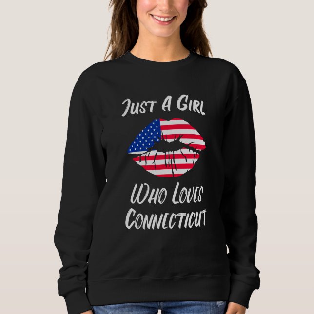 Lips Mouth Love American Flag Connecticut Sweatshirt (Front)