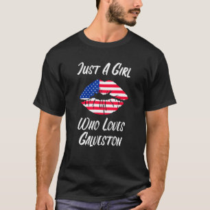 Lips Mouth Love American Flag Galveston T-Shirt