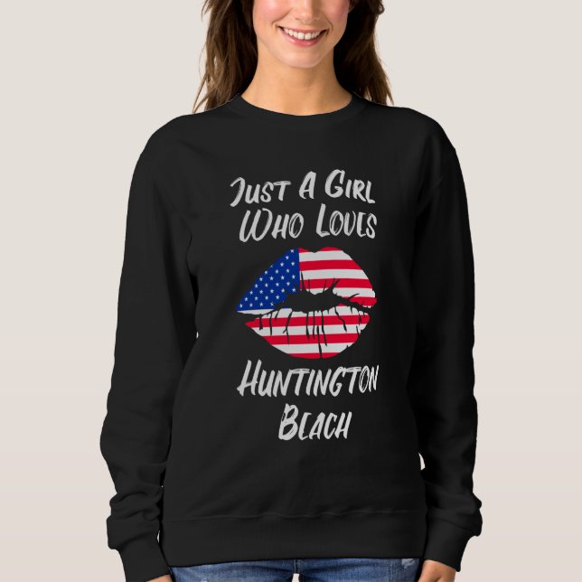 Lips Mouth Love American Flag Huntington Beach Sweatshirt (Front)