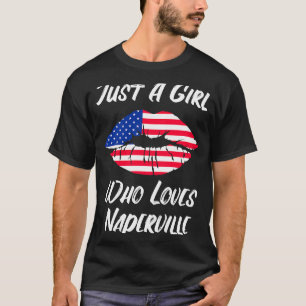 Lips Mouth Love American Flag Naperville T-Shirt