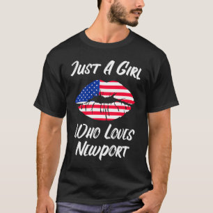 Lips Mouth Love American Flag Newport T-Shirt