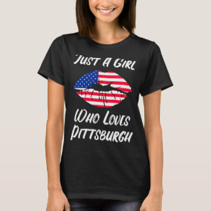 Lips Mouth Love American Flag Pittsburgh T-Shirt