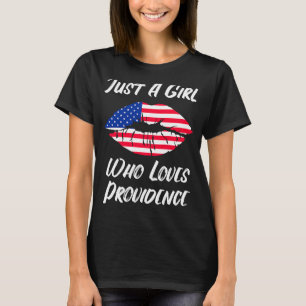 Lips Mouth Love American Flag Providence T-Shirt