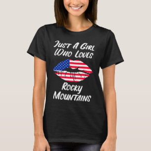Lips Mouth Love American Flag Rocky Mountains T-Shirt