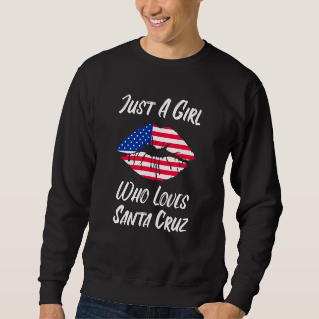 Lips Mouth Love American Flag Santa Cruz Sweatshirt (Front)