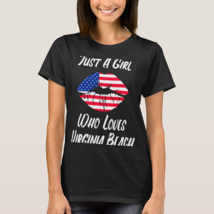 Lips Mouth Love American Flag Virginia Beach T-Shirt