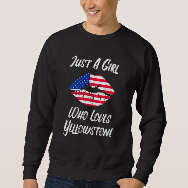 Lips Mouth Love American Flag Yellowstone Sweatshirt (Front)