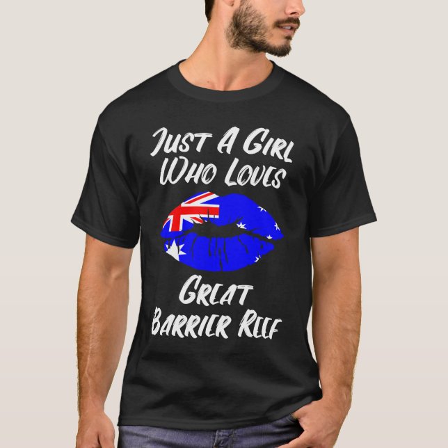 Lips Mouth Love Australian Flag Great Barrier Reef T-Shirt (Front)