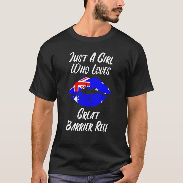 Lips Mouth Love Australian Flag Great Barrier Reef T-Shirt (Front)