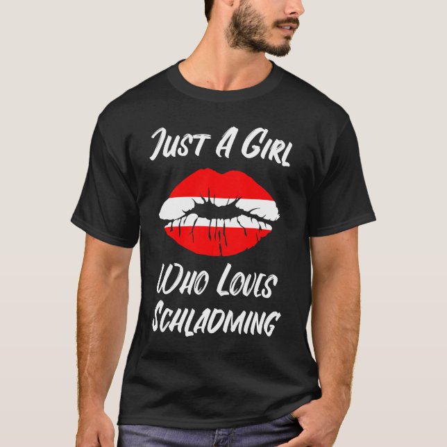 Lips Mouth Love Austria Flag Schladming T-Shirt (Front)