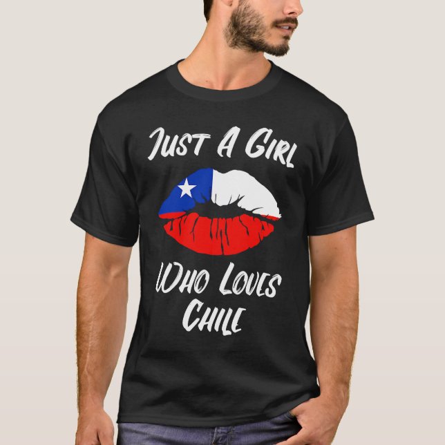 Lips Mouth Love Chillean Flag Chile T-Shirt (Front)