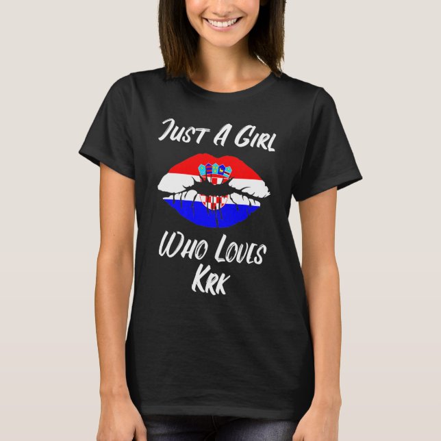 Lips Mouth Love Croatia Flag Krk T-Shirt (Front)