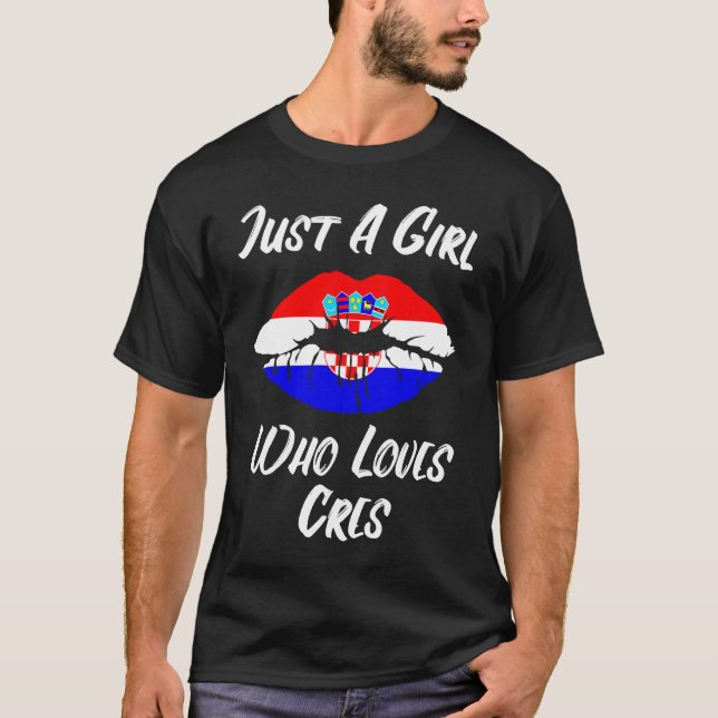 Lips Mouth Love Croatian Flag Cres T-Shirt (Front)