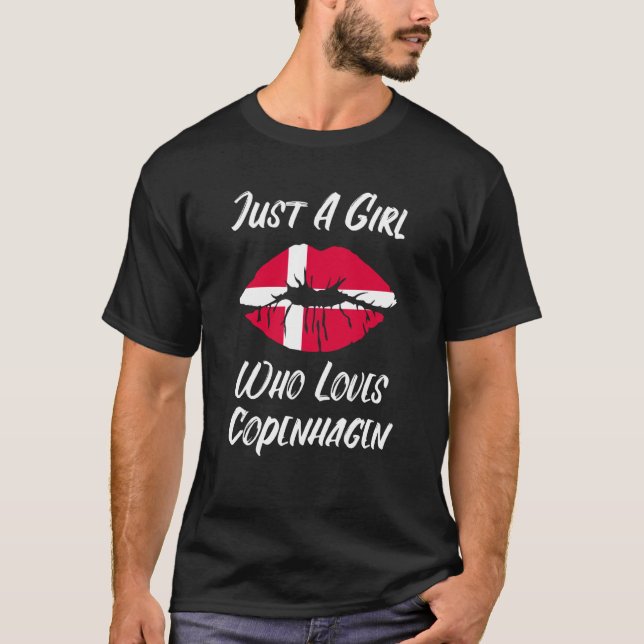 Lips Mouth Love Danish Flag Copenhagen T-Shirt (Front)