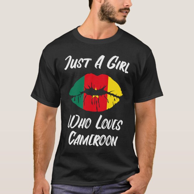 Lips Mouth Love Flag Cameroon T-Shirt (Front)