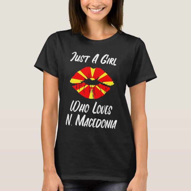 Lips Mouth Love Flag North Macedonia T-Shirt (Front)
