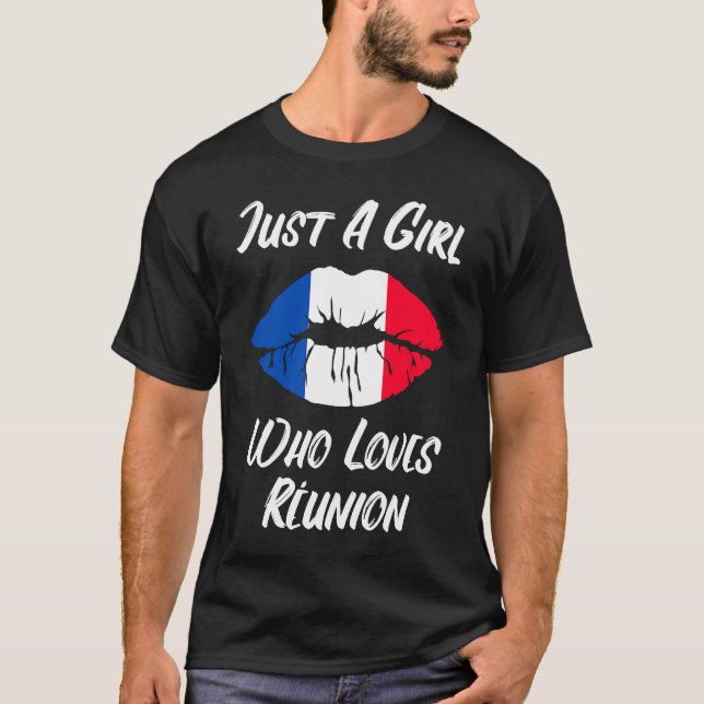 Lips Mouth Love French Flag Reunion T-Shirt (Front)