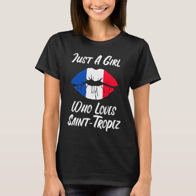 Lips Mouth Love French Flag Saint Tropez T-Shirt (Front)