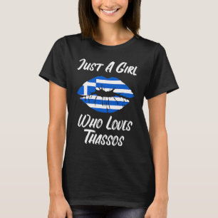Lips Mouth Love Greek Flag Thassos T-Shirt