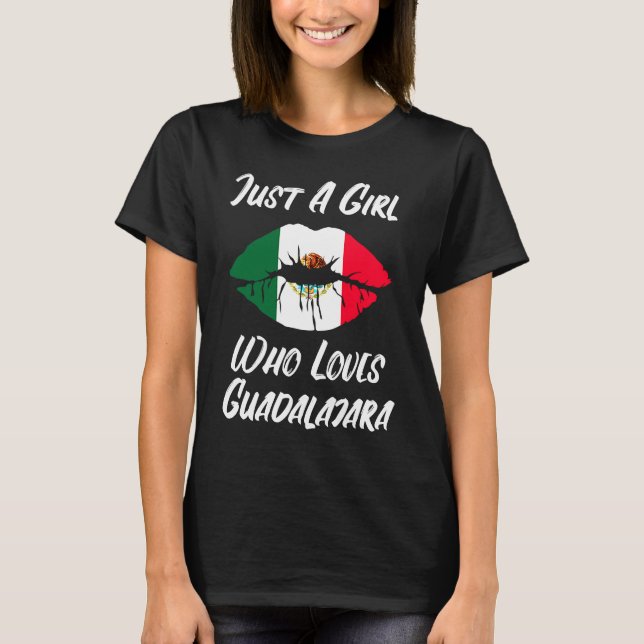 Lips Mouth Love Mexican Flag Guadalajara T-Shirt (Front)