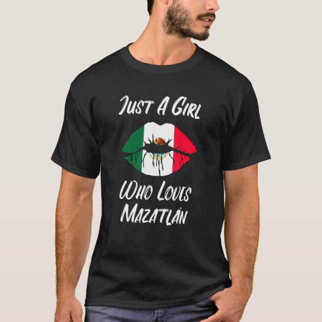 Lips Mouth Love Mexican Flag Mazatlan T-Shirt (Front)