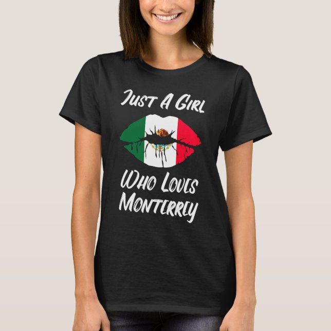 Lips Mouth Love Mexican Flag Monterrey T-Shirt (Front)