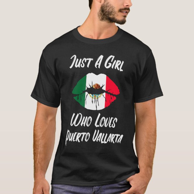 Lips Mouth Love Mexican Flag Puerto Vallarta T-Shirt (Front)