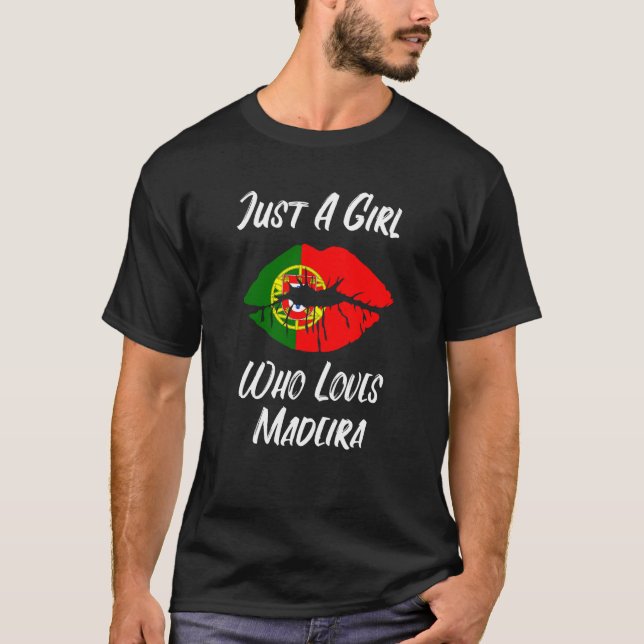 Lips Mouth Love Portuguese Flag Madeira T-Shirt (Front)