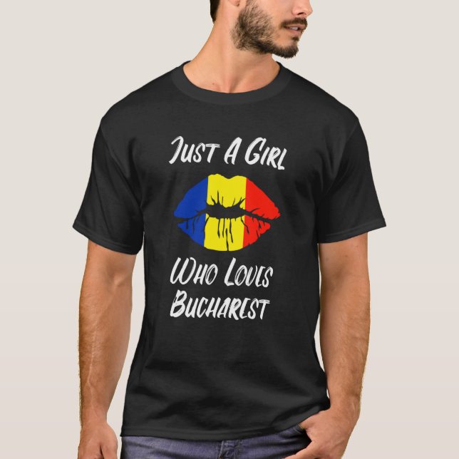 Lips Mouth Love Romanian Flag Bukarest T-Shirt (Front)
