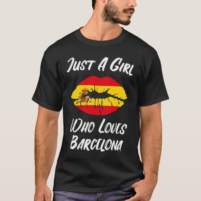 Lips Mouth Love Spanish Flag Barcelona T-Shirt (Front)