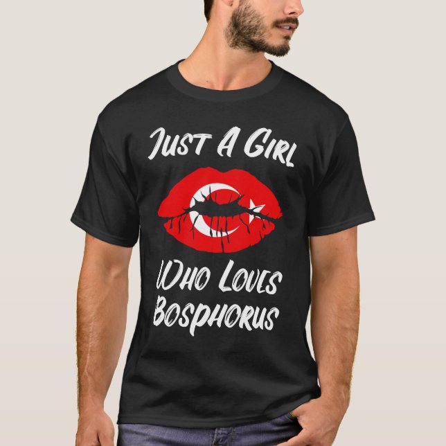 Lips Mouth Love Turkish Flag Bosporus T-Shirt (Front)