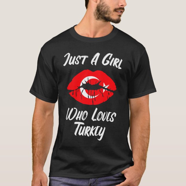 Lips Mouth Love Turkish Flag Turkey T-Shirt (Front)