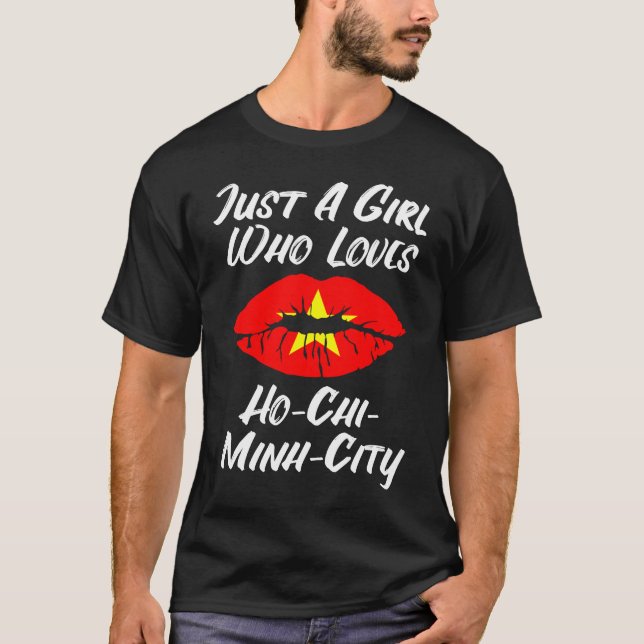 Lips Mouth Love Vietnamese Flag Ho Chi Minh City T-Shirt (Front)