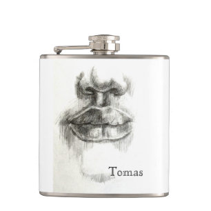 Lips Pencil Sketch Flask