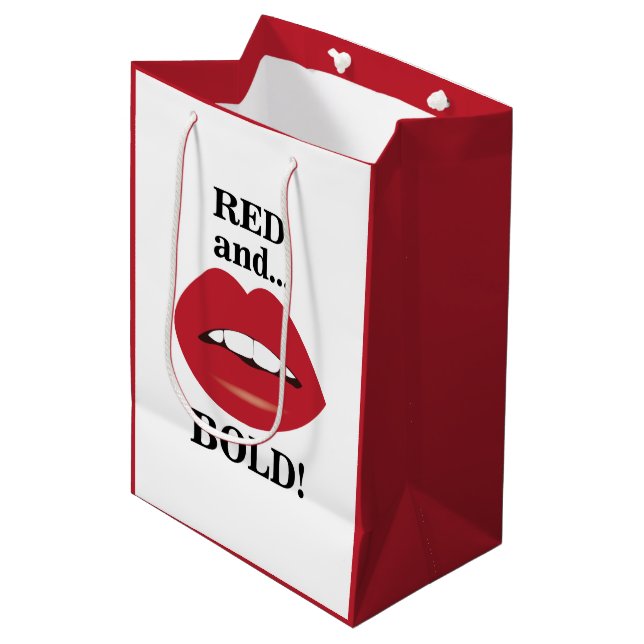Lips Red and Bold Lips Medium Gift Bag (Front Angled)