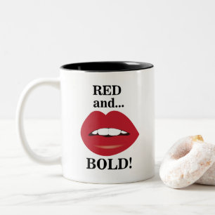Lips Red and Bold Lips Two-Tone Coffee Mug