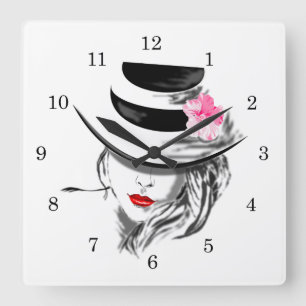 Lips Square Wall Clock