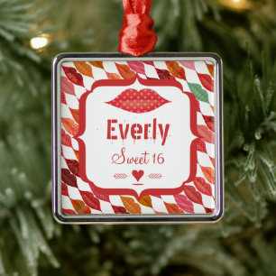 Lips Sweet 16 Vintage Retro Metal Ornament