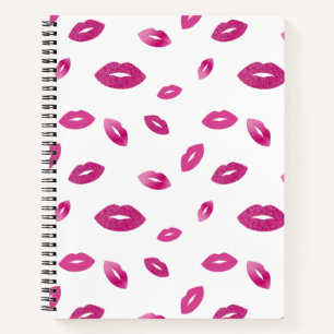 Lips with pink glitter notebook