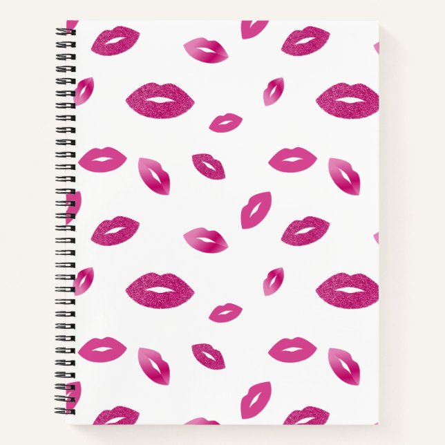 Lips with pink glitter notebook (Front)