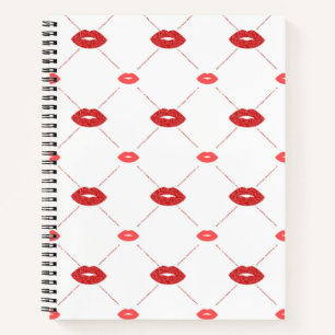 Lips with red glitter notebook